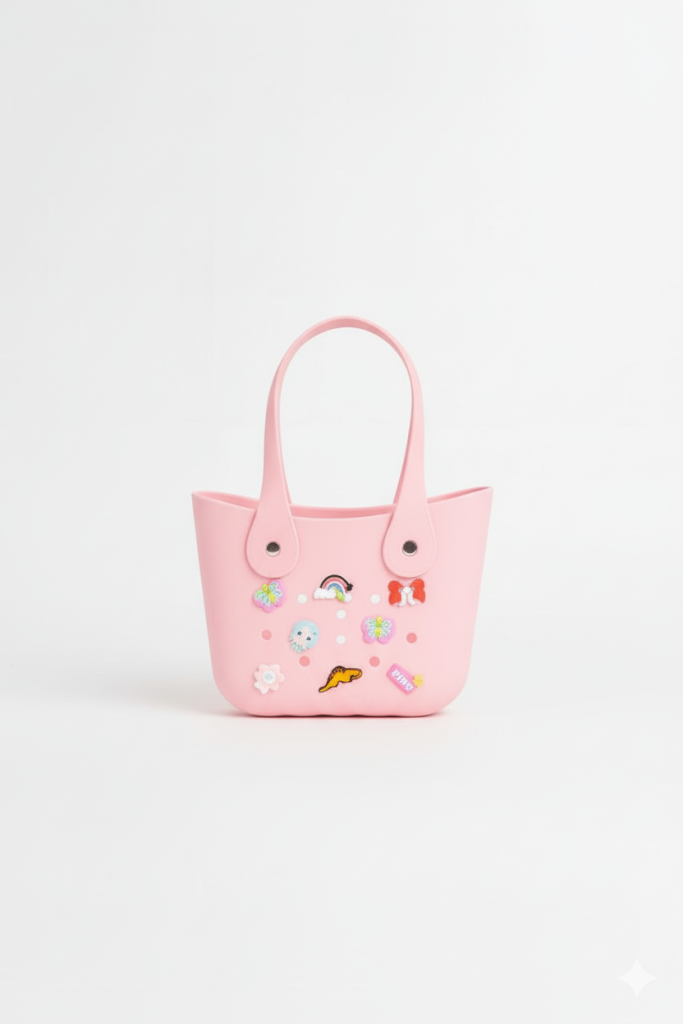 Pastel Silicone Tote Bags with Fun Charms