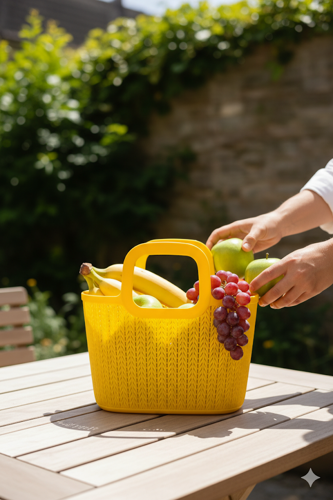 tylish Multipurpose Plastic Baskets with Textured Handle