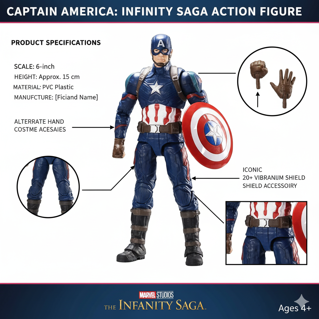 Captain America Action Figure – The Infinity Saga Collection - Mamadada