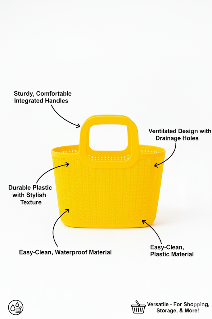 tylish Multipurpose Plastic Baskets with Textured Handle