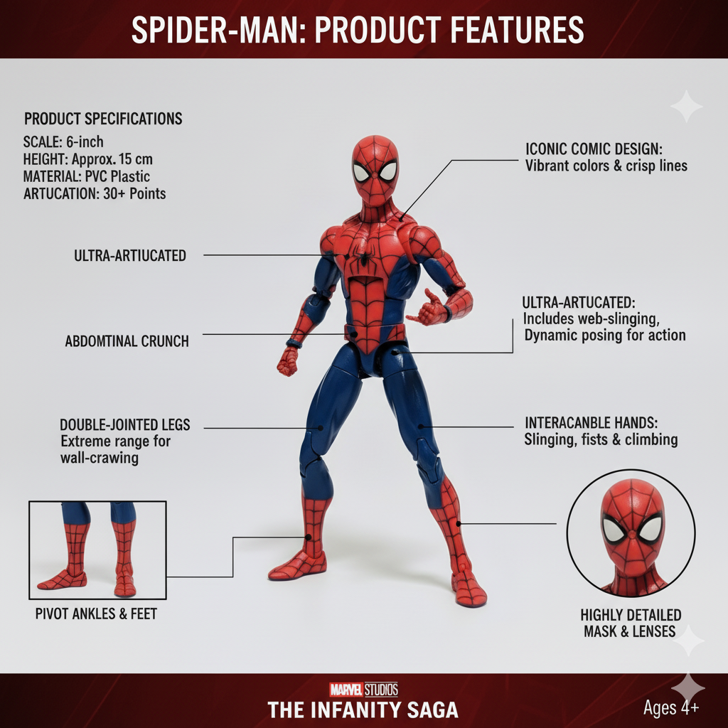 Spider-Man Action Figure – Marvel Collectible Toy - Mamadada