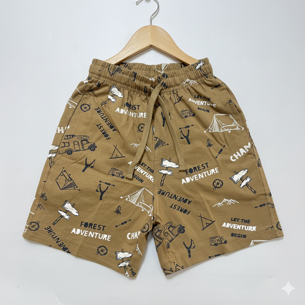 Boys Printed Cotton Shorts – Adventure, Cycle, Beach & Graphic Prints