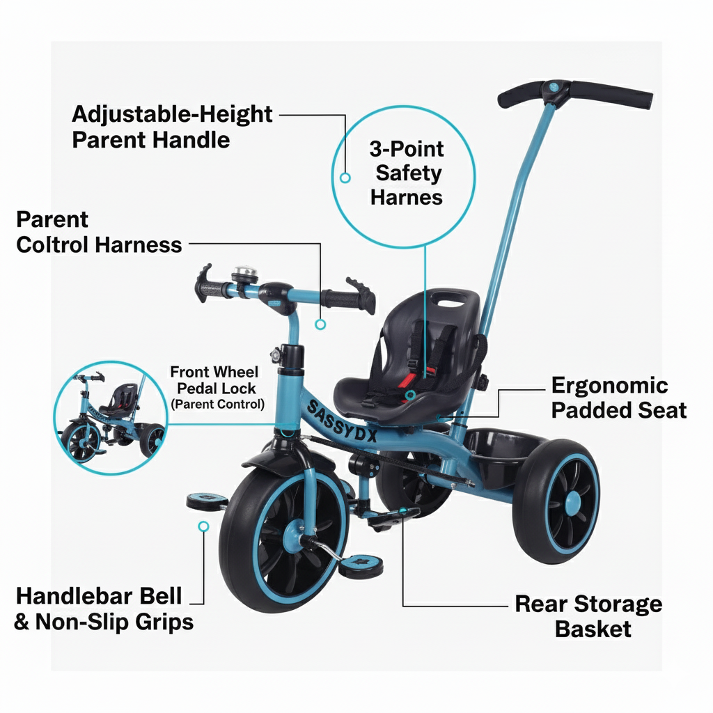 Kids Tricycle Seat with Safety Belt – Comfortable & Secure Ride - Mamadada