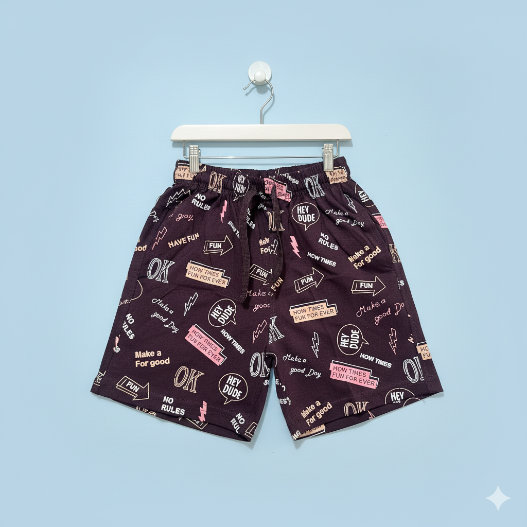 Boys Printed Cotton Shorts – Adventure, Cycle, Beach & Graphic Prints
