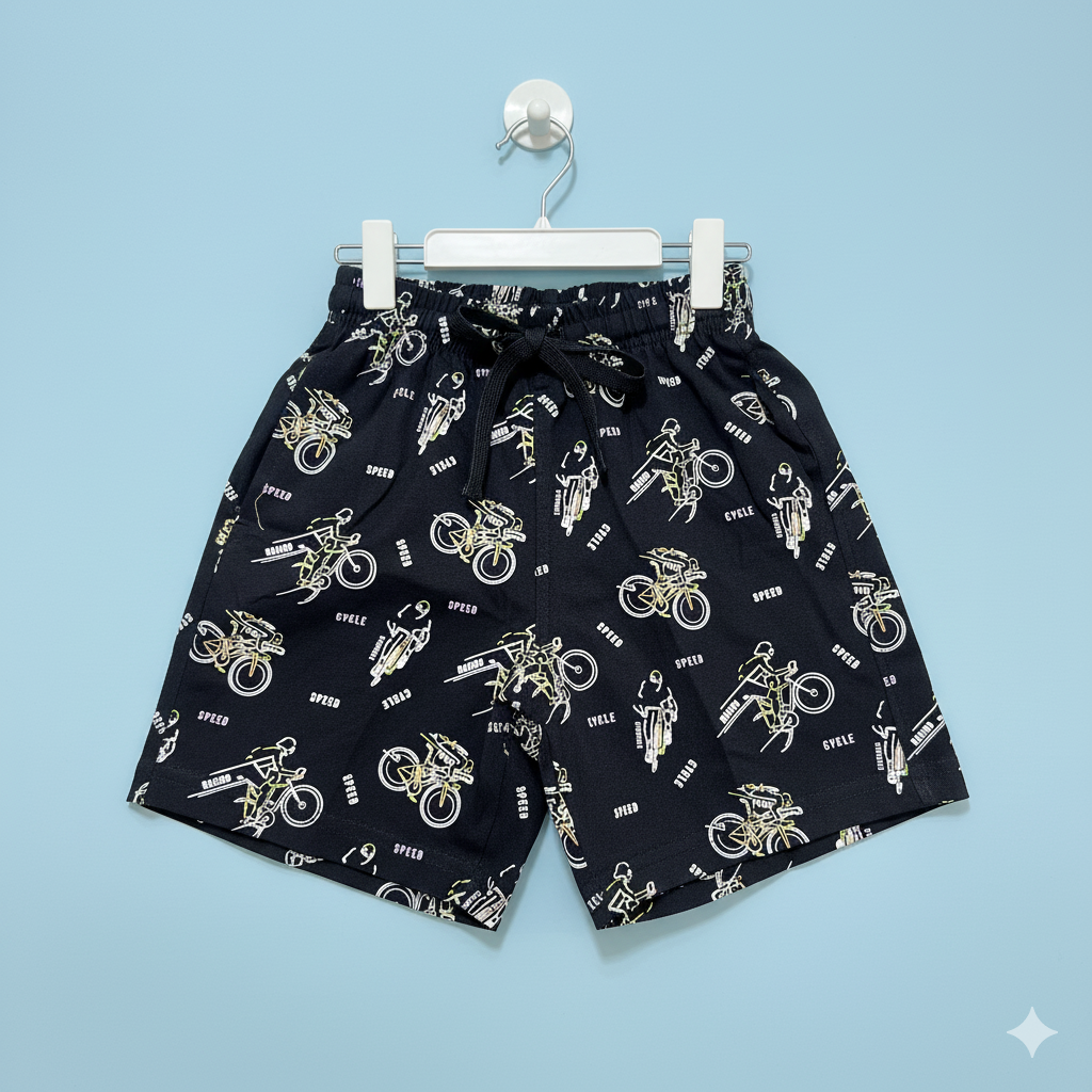 Boys Printed Cotton Shorts – Adventure, Cycle, Beach & Graphic Prints