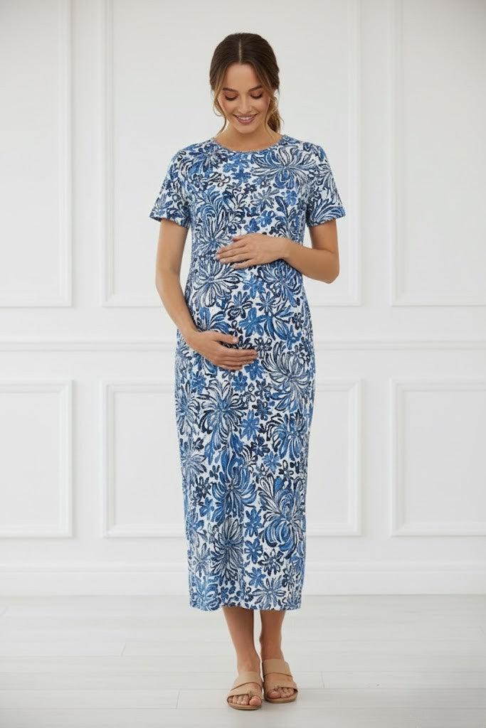 Ocean Shells Feeding Maxi Dress