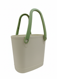 Green & Cream Colorblock Silicone Tote Bag