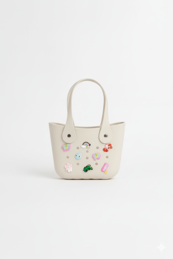 Pastel Silicone Tote Bags with Fun Charms