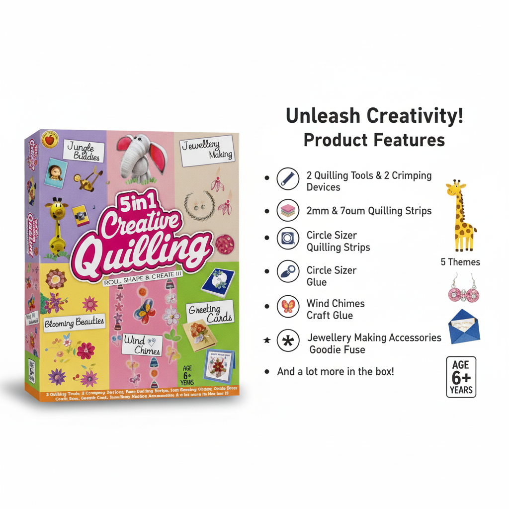 5-in-1 Creative Quilling Kit for Kids – Roll, Shape & Create