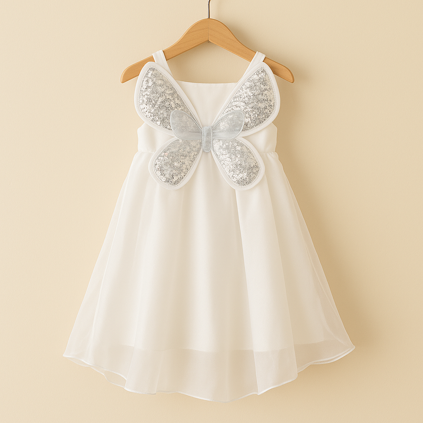 White Butterfly Wings Dress for Girls